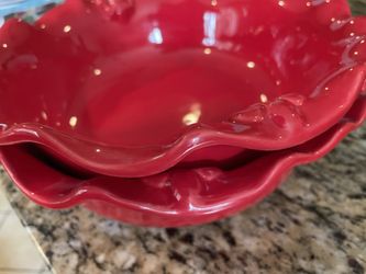 Pair of Red Italian Serving Bowls