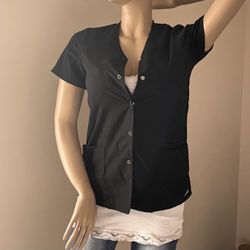 Grey’s Anatomy Black Snap Front Scrub Top
