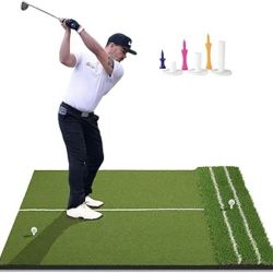 Real Feel 5x4ft Golf Hitting Mat, Large Golf Mat, Dual Turf, Fairway & Rough Artificial Grass, Golf Practice Mat Indoor & Outdoor Use, Driving & Chipp