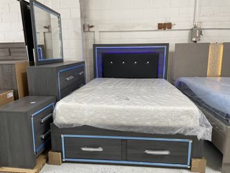 Queen Size Bed Frame With Dresser And Mirror And Nightstand 🚚 We can deliver 🚚 