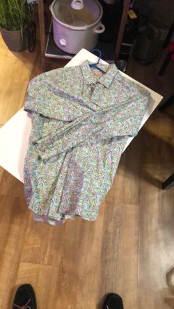 Men’s Paisley Alan Fluster Button Down Shirt, XXL