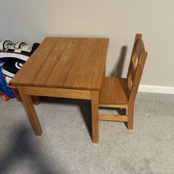Kid Real Wood Table and a chair