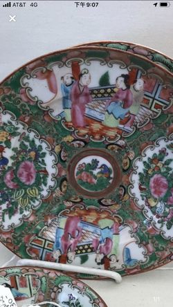Antique colourful plate family story