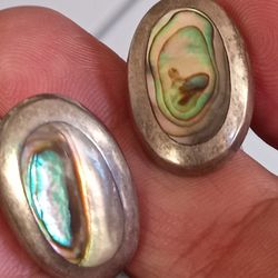 Cufflinks De Sterling Silver 925  Abalone Shell Oval Taxco