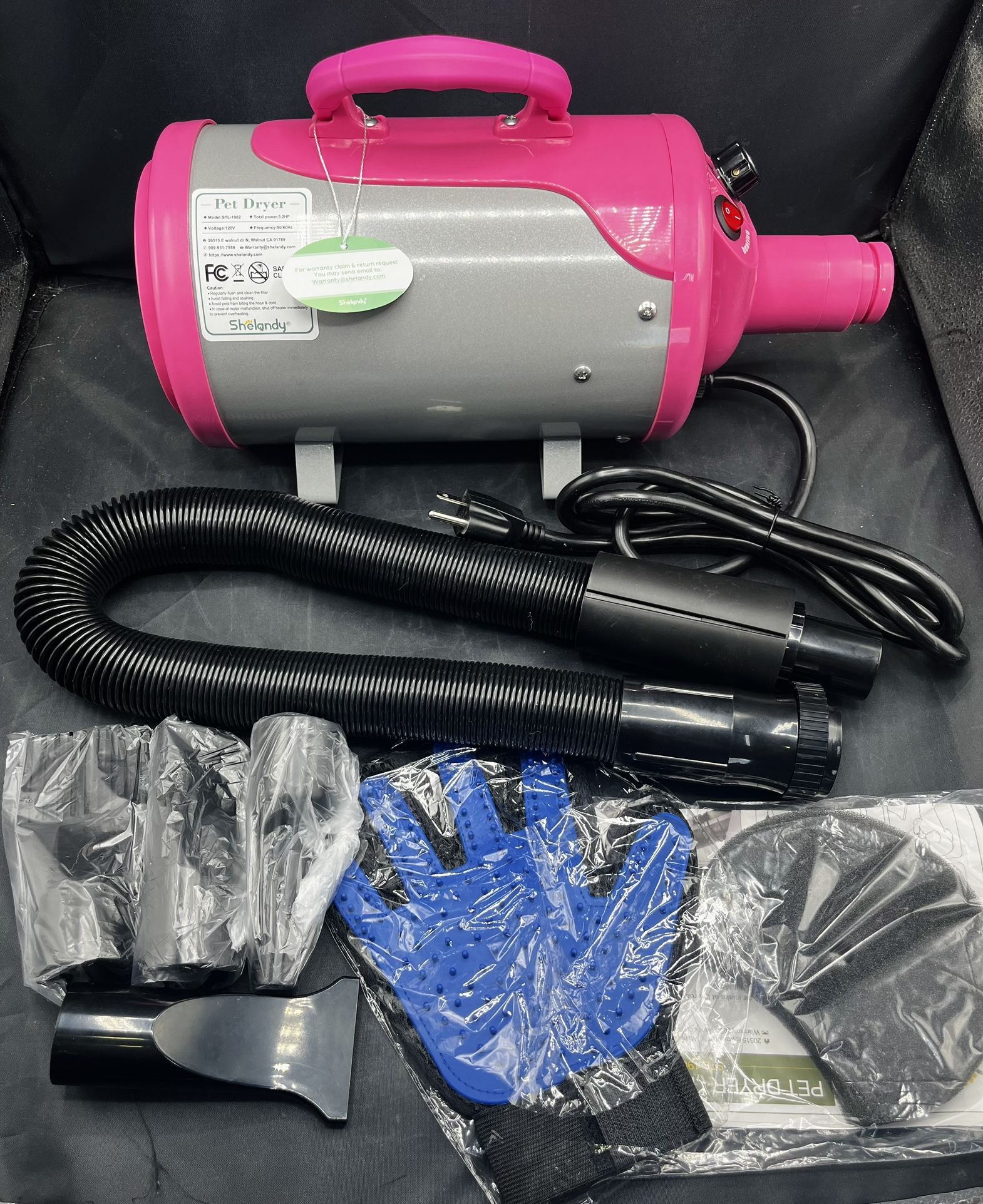 Groomer Partner Pet Hair Force Dryer Dog Grooming Blower with Heater (Pink)