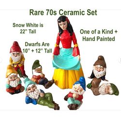 Rare Unique SNOW WHITE Hand Painted  XL Ceramics Set