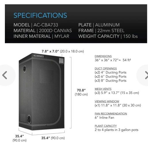 GROW TENT- AC INFINITY 3X3-COMPLETE-