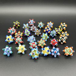 Set Of 29 Huge Lampwork Glass Nubby Roundel Beads Colorful Unique