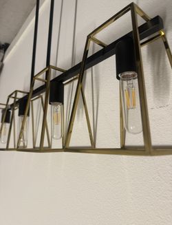 Modern 4-Light Geometric Chandelier - Black & Gold