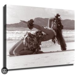 Hawaiian Hula Dancer Picture And Frame-Brand New