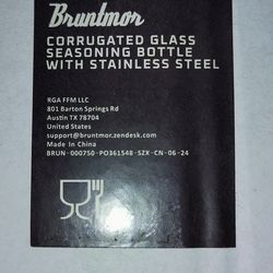 Bruntmor corrugated glass seasoning bottles with stainless steel- new in box