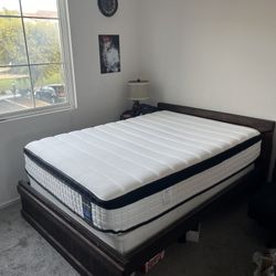 Full Size Bed Frame, Matress, And Box Spring