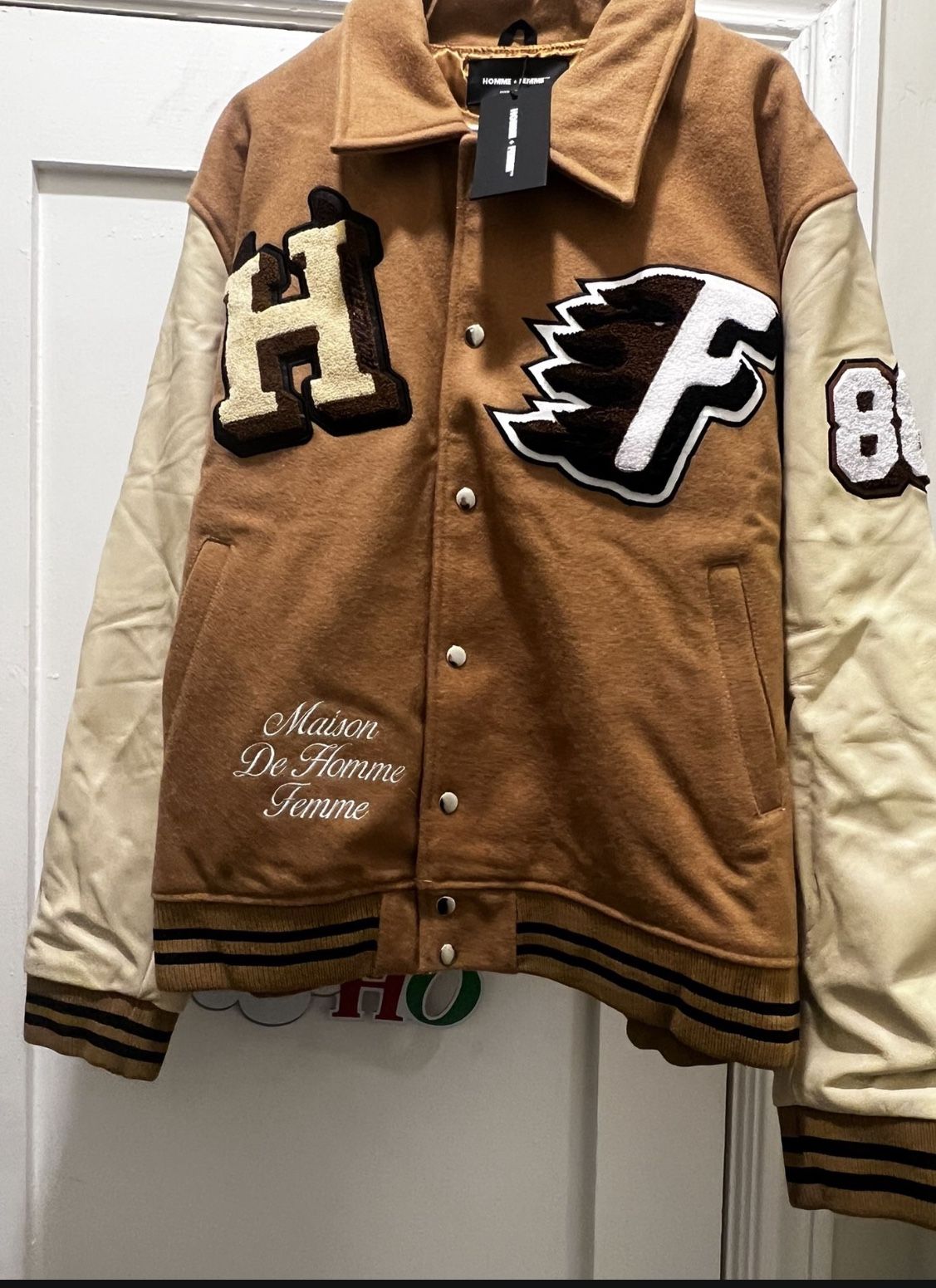 Home + Femme WORLD CHAMPS LETTERMAN JACKET BROWN $250