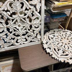 (2) CARVED DESIGNER 24”x 24” Wall Art !! BEAUTIFUL !  BIG REDUCED PRICED FOR FAST SALE 👍👍( Two PIECES FOR ONE TOTAL PRICE !! )