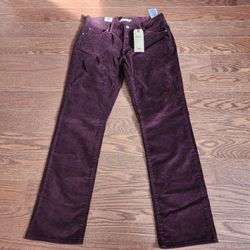 NWT Levi’s 505 Men’s Corduroy Pants  burgundy Size 31x32 Straight Leg Cotton
