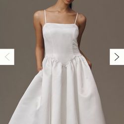 White Basque waist dress (XS) - Anthropologie BHLDN 