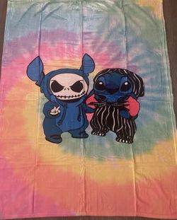 LILO and Stitch Tie Dye And Halloween Style Fleeced Blanket Throw Blanket New 50in x 38in