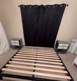 Metal Grey and White Two Drawer Nightstand Set