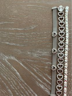 Grouping of 3 Silver Heart-Themed Sterling Silver Bracelets