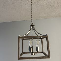 Farmhouse modern pendant light wood look brushed nickel