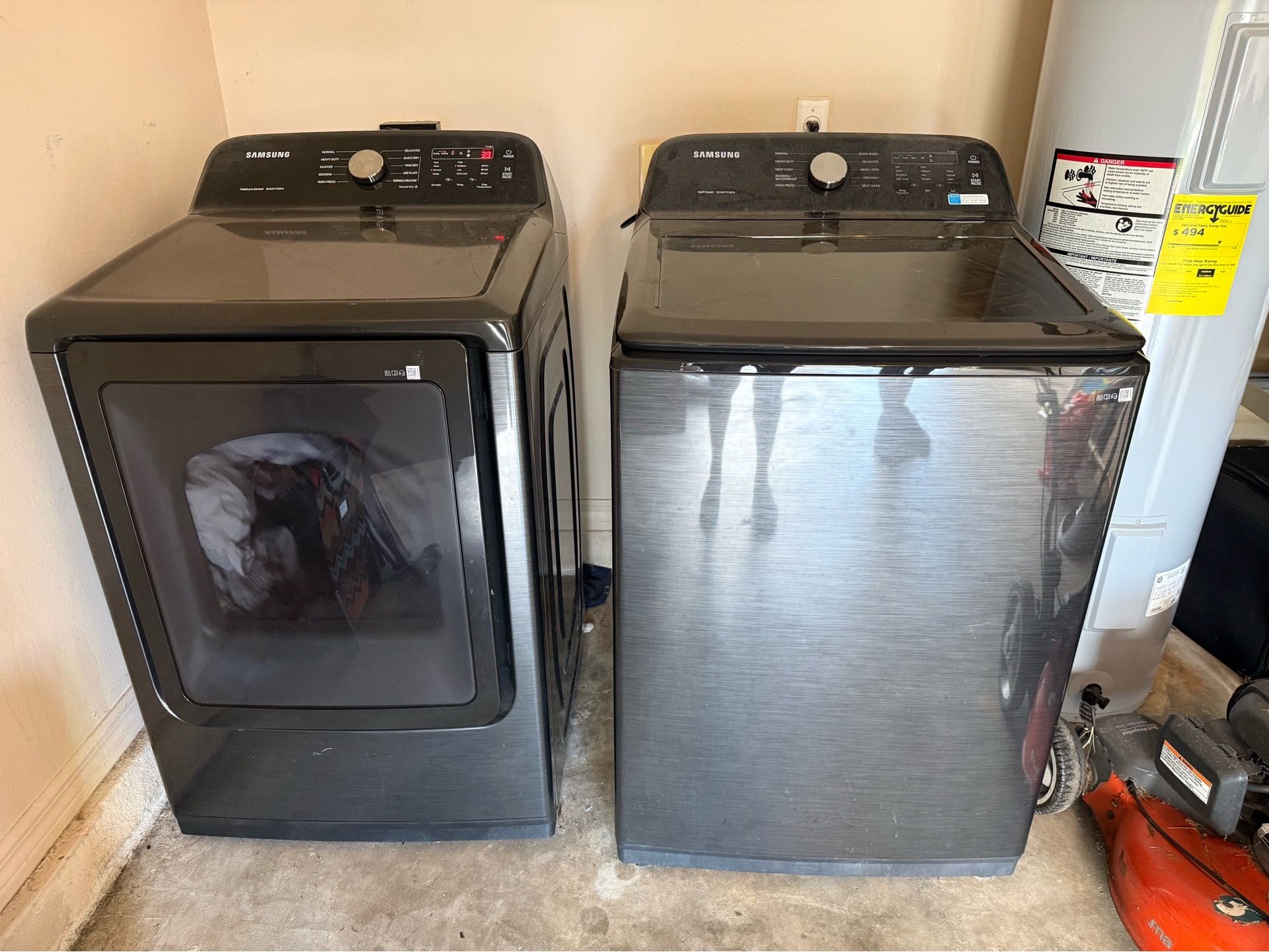 Samsung Washer and Dryer, full size, black