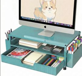 ECOLOVI Desk Organizer And Accessories, 2-Tier Computer Monitor Stand