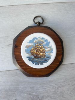 Vintage Nautical Clipper Ship Wall Plaque