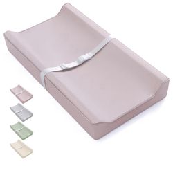 Blissful Diary Vegan Leather Baby Changing Pad with Waterproof & Wipe-Clean PU Cover, Standard Size Cozy Diaper Changing Pad for Dresser and Table, Ta