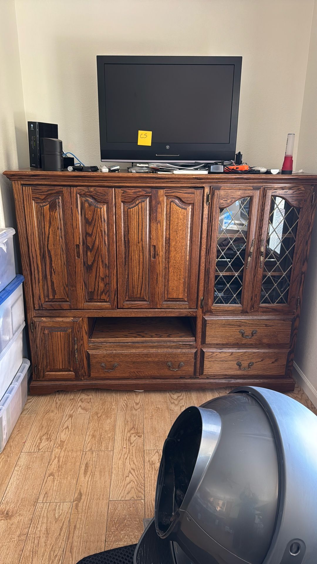 TV Entertainment Center - Solid Wood w/ Glass gone Today