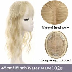 Human hair blend light blonde , platinum blonde topper extension