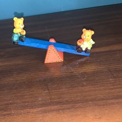 Vintage Figurine Of 2 Bears On A Seasaw 