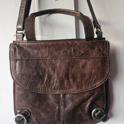 FOSSIL BROWN LEATHER CROSSBODY BAG/PURSE PRE-OWNED