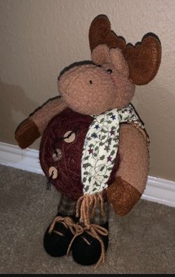 Set Of  2 Plush Moose Decorations 