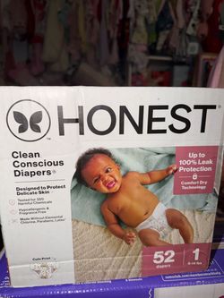New box of Honest diapers Size 1 count 52