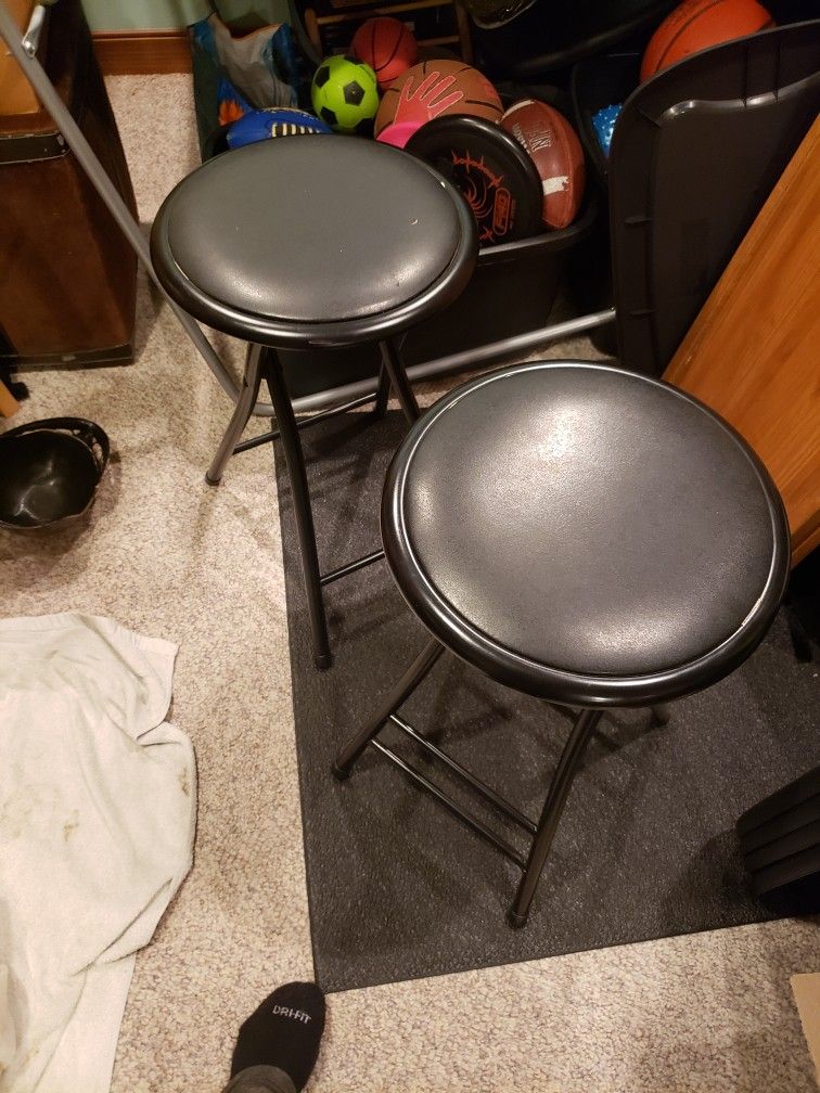 Set Of 2 Foldable Black Metal Chair 15 For Both