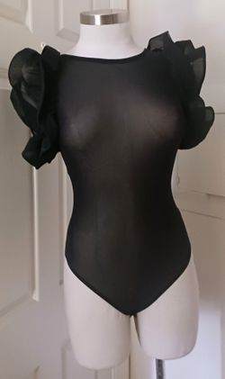 Sheer black unique bodysuit Small