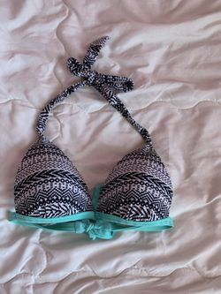 teal/black/white bikini top