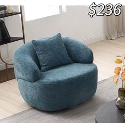 😀 Single Sofa Chair 360 Degree Swivel Chair Barrel Chair Comfy Round Reading Sofa Couch for Living Room Bedroom Corner, Blue, 👀price list as per ch