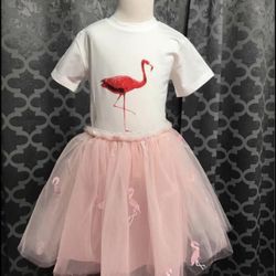 Adorable Embroidery Flamingo 🦩 toddler girl 2Pcs size 3T