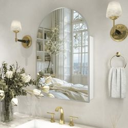 Set of 2, 24"x 36 "Silver Medicine Cabinet with Mirror,Bathroom Arched Medicine Cabinets Wall Mounted, Modern Vanity Mirror with Storage, Bathroom Sto