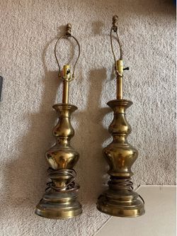 2 Classic, Vintage Brass Table Lamps - $60