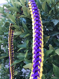 Purple and Gold Lakers Color Open Graduation lei (customized available)