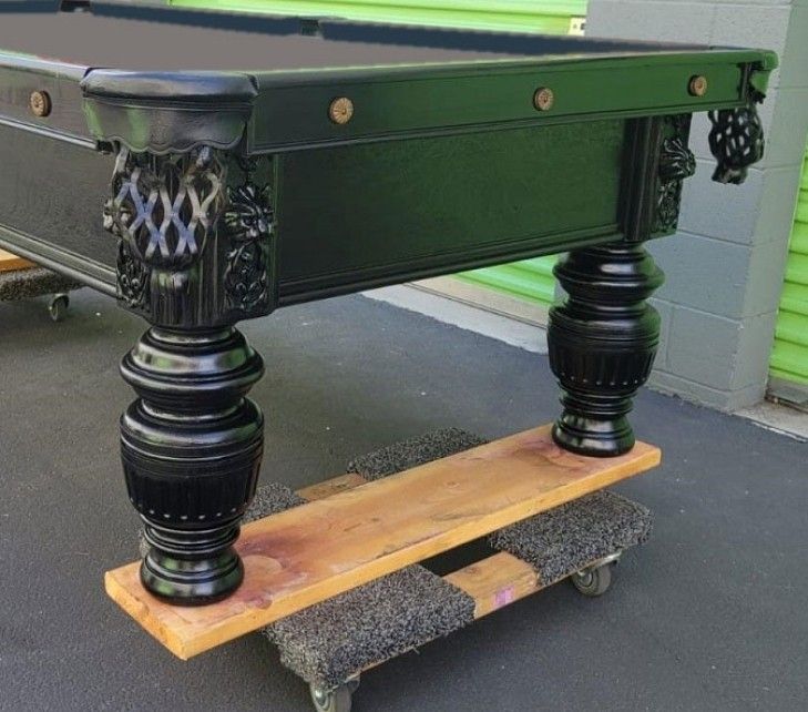 Beautiful Antique Adler Pool Table, Exceptional Cond, Includes New Felt Any Color And Pro Assembly