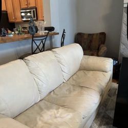 Cream All Leather Sofa