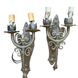 Pair Of Antique Brass Wall Scones