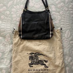 Authentic Burberry Canterbury Small House Check Derby Leather Tote Bag