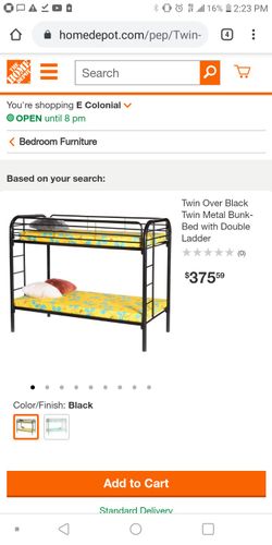 Black metal bunk bed