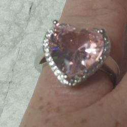 Silver Ring With Heart Shaped Crystal
