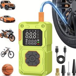 Rechargeable Air Pump Bikes E-bikes Cars Motorcycle Scooters New Bright Green 