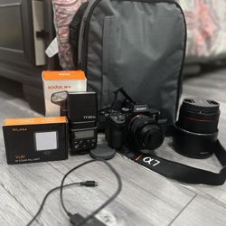 Sony A7 Camera + Case + Lens Samyang + Lights